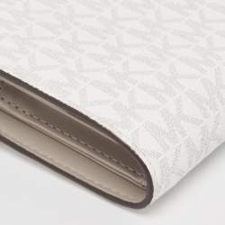 Pre Owned Michael Kors Grey/White Signature Coated Canvas and Leather Adele Wristlet Wallet