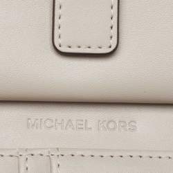 Pre Owned Michael Kors Grey/White Signature Coated Canvas and Leather Adele Wristlet Wallet