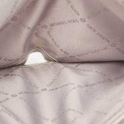 Pre Owned Michael Kors Grey/White Signature Coated Canvas and Leather Adele Wristlet Wallet