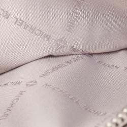 Pre Owned Michael Kors Grey/White Signature Coated Canvas and Leather Adele Wristlet Wallet