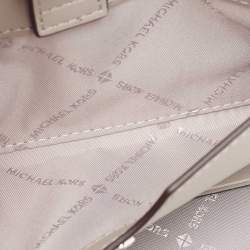 Pre Owned Michael Kors Grey/White Signature Coated Canvas and Leather Adele Wristlet Wallet