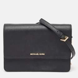 Michael Kors Black Saffiano Leather Large Daniela Crossbody Bag