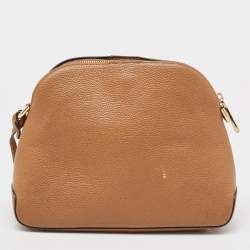 Michael Kors Brown Leather Cindy Dome Crossbody Bag