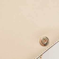 Michael Kors Beige Leather Beaded Gusset Jade Chain Clutch