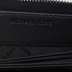 Michael Kors Black/Grey Signature Coated Canvas Zip Around Wallet