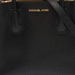 Michael Kors Black Perforated Leather Mercer Tote