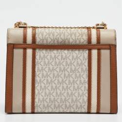مملوكة مسبقًا Michael Kors Beige/Brown Signature Coated Canvas and Leather Large Whitney Shoulder Bag