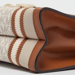 مملوكة مسبقًا Michael Kors Beige/Brown Signature Coated Canvas and Leather Large Whitney Shoulder Bag