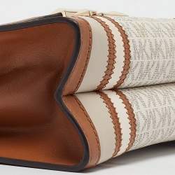 مملوكة مسبقًا Michael Kors Beige/Brown Signature Coated Canvas and Leather Large Whitney Shoulder Bag