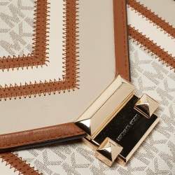 مملوكة مسبقًا Michael Kors Beige/Brown Signature Coated Canvas and Leather Large Whitney Shoulder Bag