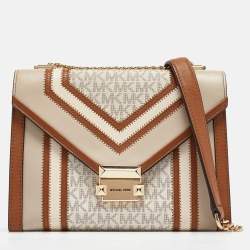 مملوكة مسبقًا Michael Kors Beige/Brown Signature Coated Canvas and Leather Large Whitney Shoulder Bag