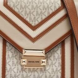 مملوكة مسبقًا Michael Kors Beige/Brown Signature Coated Canvas and Leather Large Whitney Shoulder Bag