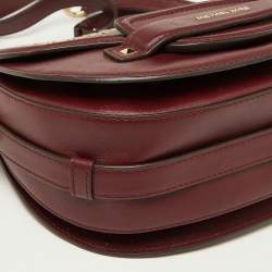 Pre Owned Michael Kors Red Grommet Leather Flap Crossbody Bag