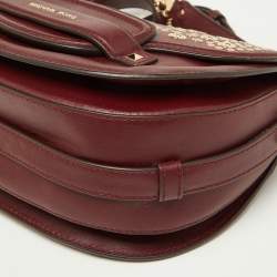 Pre Owned Michael Kors Red Grommet Leather Flap Crossbody Bag