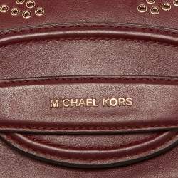 Pre Owned Michael Kors Red Grommet Leather Flap Crossbody Bag