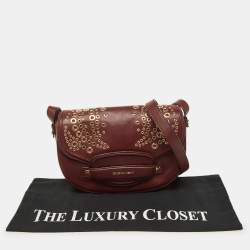 Pre Owned Michael Kors Red Grommet Leather Flap Crossbody Bag