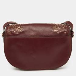 Pre Owned Michael Kors Red Grommet Leather Flap Crossbody Bag