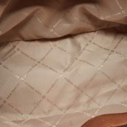 Pre Owned Michael Kors Dark Brown Signature Coated Canvas Large Jet Set Travel Tote