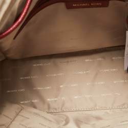 Pre Owned Michael Kors Red Leather Medium East West Maddie Tote