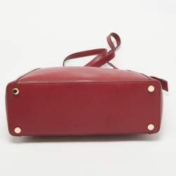 Pre Owned Michael Kors Red Leather Medium East West Maddie Tote