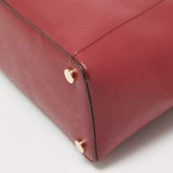 Pre Owned Michael Kors Red Leather Medium East West Maddie Tote