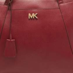 Pre Owned Michael Kors Red Leather Medium East West Maddie Tote