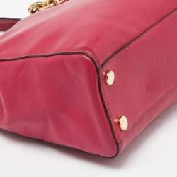 Pre Owned MICHAEL Michael Kors Pink Leather Mini Cynthia Bow Tote