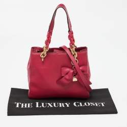 Pre Owned MICHAEL Michael Kors Pink Leather Mini Cynthia Bow Tote