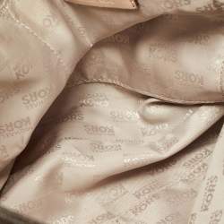 Pre Owned Michael Kors Brown/Beige Monogram Coated Canvas and Leather Drawstring Bag