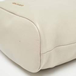 Pre Owned Michael Kors Light Grey Leather Elana Tassel Bucket Bag