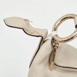 Pre Owned Michael Kors Light Grey Leather Elana Tassel Bucket Bag