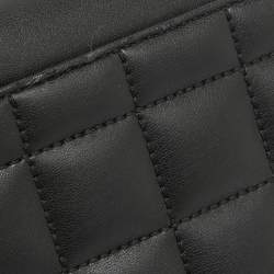 Pre Owned Michael Kors Black Quilted Leather Carmen Wallet On Chain