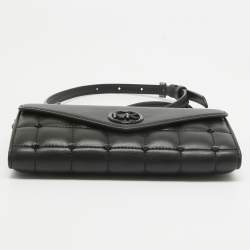 Pre Owned Michael Kors Black Quilted Leather Carmen Wallet On Chain