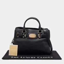 Pre Owned Michael Kors Black Leather East/West Hamilton Tote