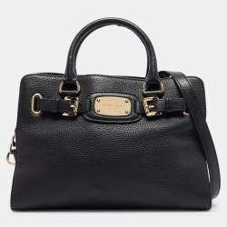 Pre Owned Michael Kors Black Leather East/West Hamilton Tote