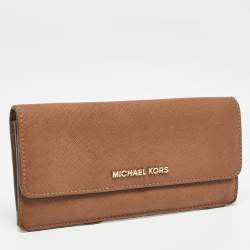 Pre Owned Michael Kors Brown Leather Continental Wallet