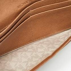 Pre Owned Michael Kors Brown Leather Continental Wallet
