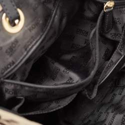 Michael Kors Black/Beige Signature Canvas and Leather Jet Set Tote