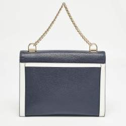 مملوكة مسبقًا Michael Kors Dark Blue/White Leather Large Whitney Convertible Shoulder Bag