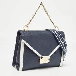 مملوكة مسبقًا Michael Kors Dark Blue/White Leather Large Whitney Convertible Shoulder Bag
