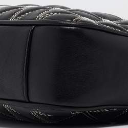 Pre Owned Michael Kors Black/White Quilted Leather Medium Ginny Crossbody Bag