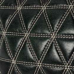 Pre Owned Michael Kors Black/White Quilted Leather Medium Ginny Crossbody Bag