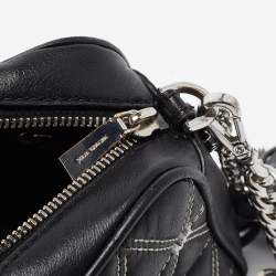 Pre Owned Michael Kors Black/White Quilted Leather Medium Ginny Crossbody Bag