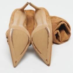 Pre Owned Michael Kors Brown Suede Rue Knee Length Boots Size 39