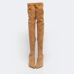 Pre Owned Michael Kors Brown Suede Rue Knee Length Boots Size 39