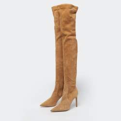 Pre Owned Michael Kors Brown Suede Rue Knee Length Boots Size 39