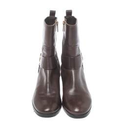 Pre Owned MICHAEL Michael Kors Brown Leather Fulton Ankle Boots Size 39