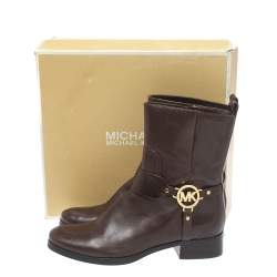 Pre Owned MICHAEL Michael Kors Brown Leather Fulton Ankle Boots Size 39