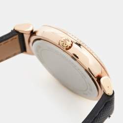 Michael Kors Champagne Crystal Pavéd Rose Gold Plated Stainless Steel Leather Catlin MK2376 Women's Wristwatch 38 mm