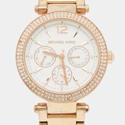 Michael Kors Silver Rose Gold PVD Coated Stainless Steel Parker MK5781 Women's Wristwatch 38 mm